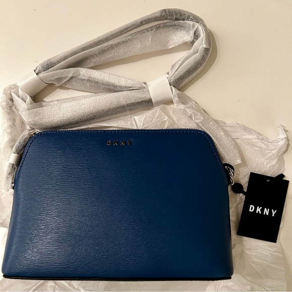 NWT DKNY Bryant Dome Crossbody Blue Top Zip Retail $148 - Picture 3 of 15